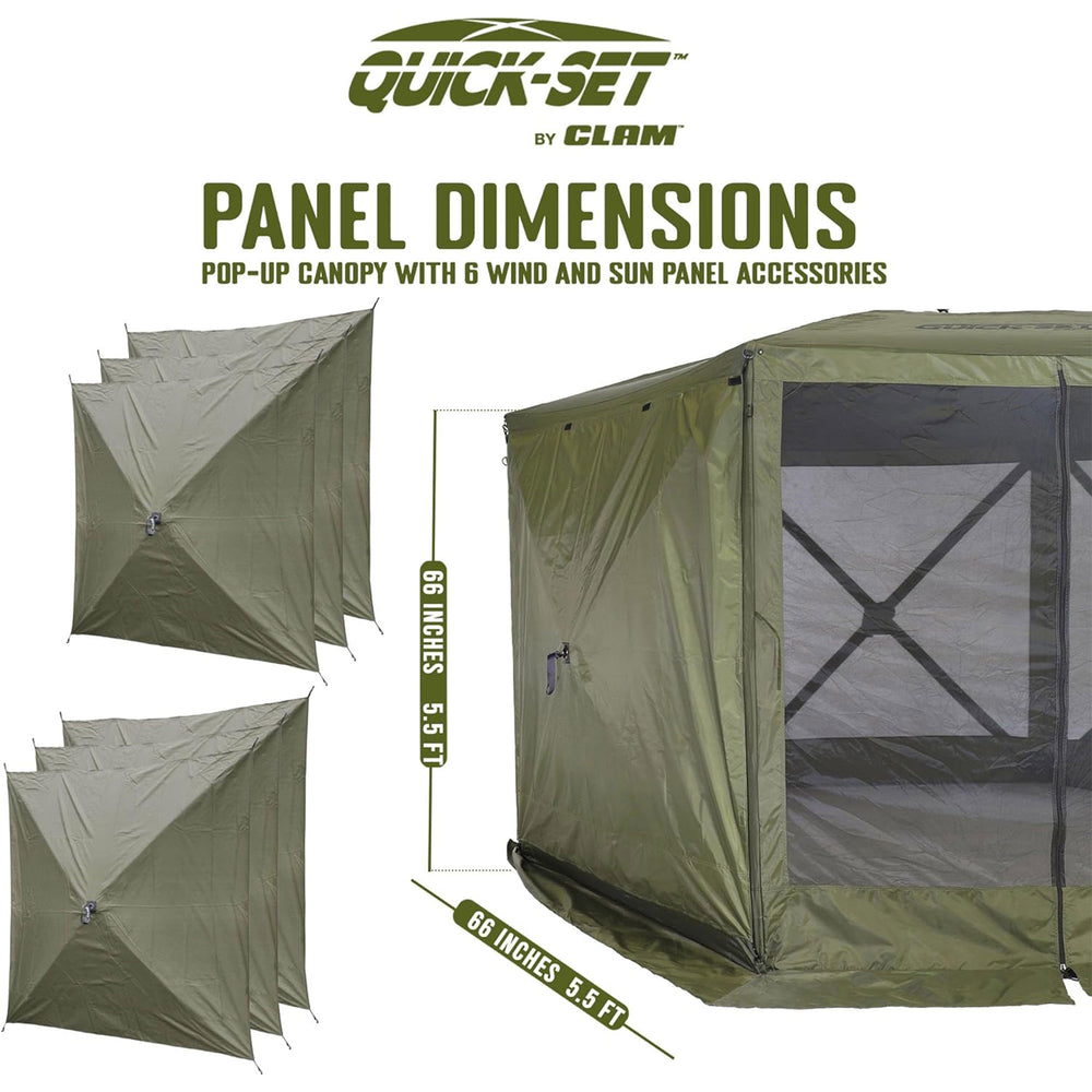 Quick-Set Screen Hub Green Fabric Wind & Sun Panels Accessory Only(3 pack)(Used) - VMInnovations