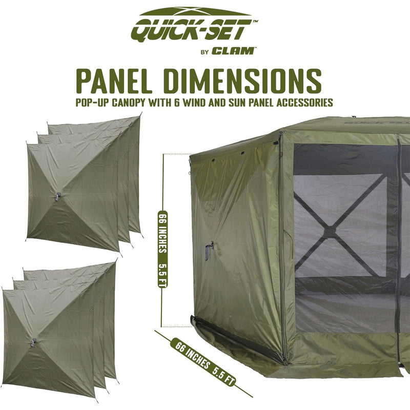 Quick-Set Screen Hub Green Fabric Wind & Sun Panels Accessory Only(3 pack)(Used)