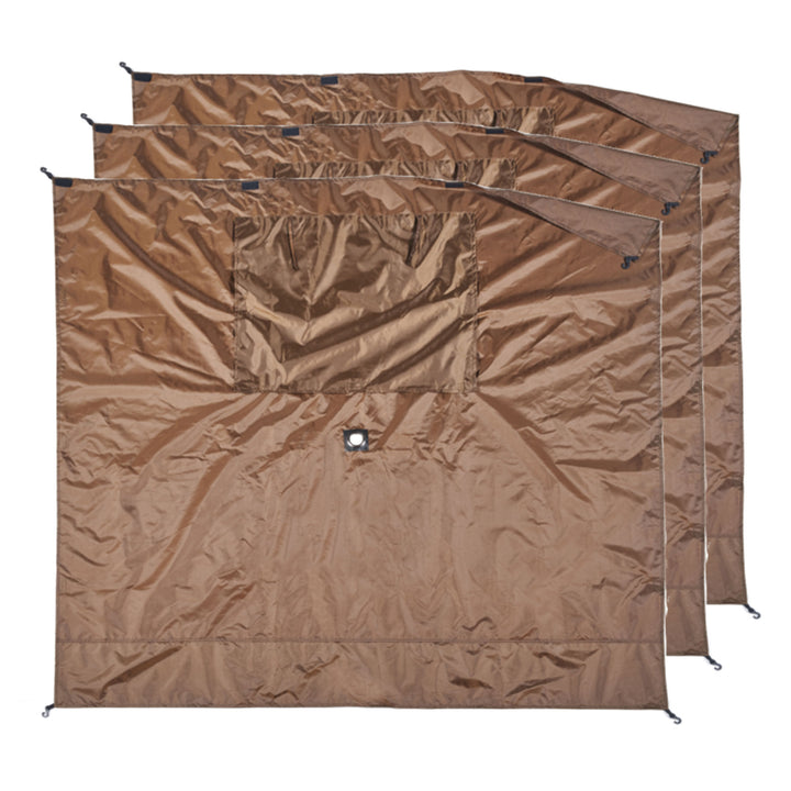 CLAM Quick-Set Screen Hub Tent Wind & Sun Panels, Accessory Only, Brown (3 Pack)