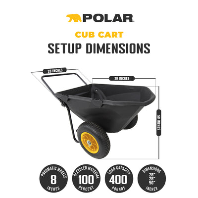 Polar Trailer 7 Cubic Foot Heavy Duty Utility Yard Garden Wheelbarrow Cub Cart - VMInnovations