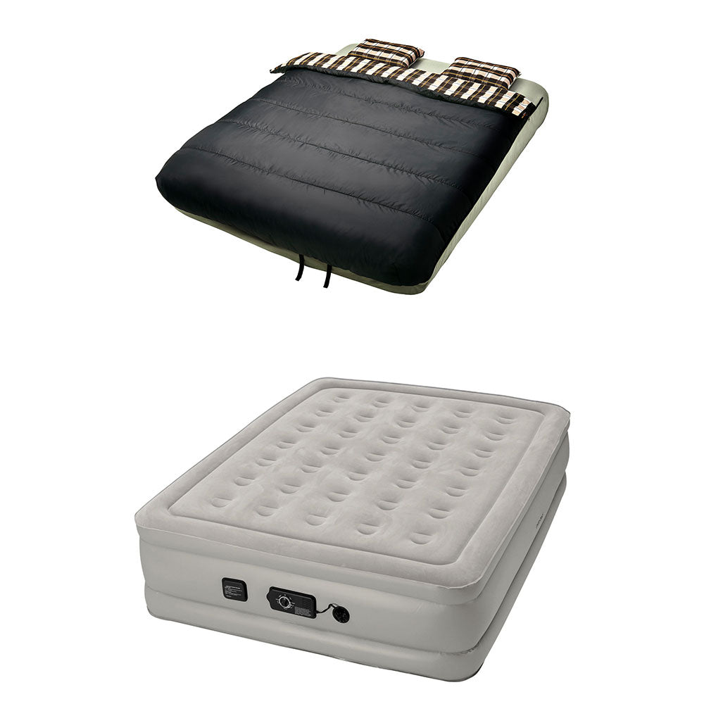 Insta-Bed Raised 19 Inch Queen Air Mattress w/ Built In Pump & Camping Bedding - VMInnovations