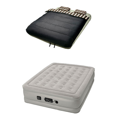 Insta-Bed Raised 19 Inch Queen Air Mattress w/ Built In Pump & Camping Bedding - VMInnovations