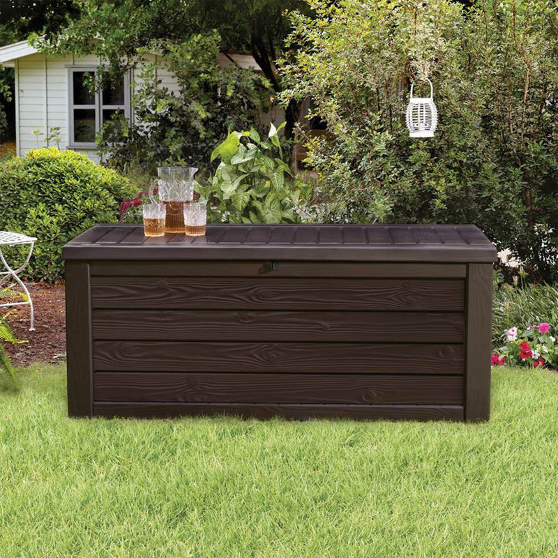 Keter Westwood 150 Gallon Outdoor Furniture Storage Deck Box, Espresso(Open Box)