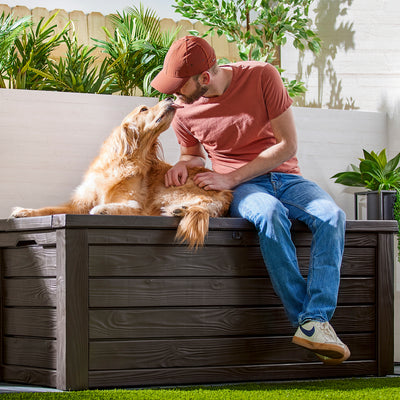 KKeter Westwood 150 Gallon Outdoor Furniture Storage Deck Box, Espresso (Used) - VMInnovations