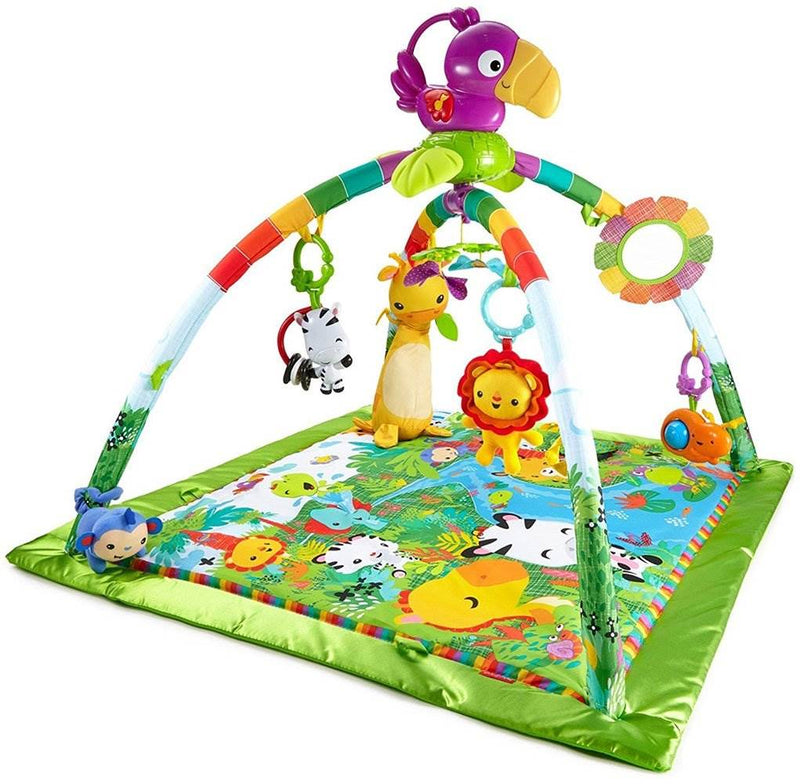 Fisher-Price Rainforest Music and Lights Deluxe Gym Baby Activity Play Mat(Used)