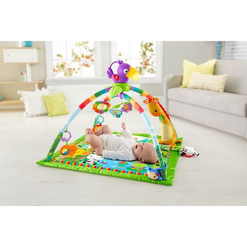 Fisher-Price Rainforest Music and Lights Deluxe Gym Baby Activity Play Mat(Used)