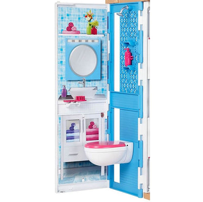 Barbie 2-Story Portable Doll House w/ Furniture & Accessories, Pink (Open Box)