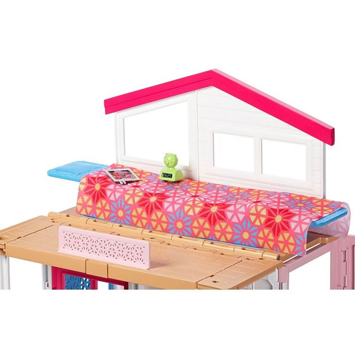 Barbie 2-Story Portable Doll House w/ Furniture & Accessories, Pink (Open Box)