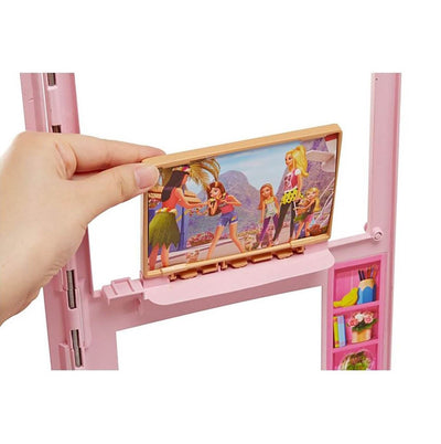 Barbie 2-Story Portable Doll House w/ Furniture & Accessories, Pink (Open Box)