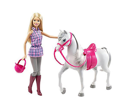 Mattel Barbie Doll Saddle and Ride Gray Toy Pony Horse Play Set, Pink (Open Box)