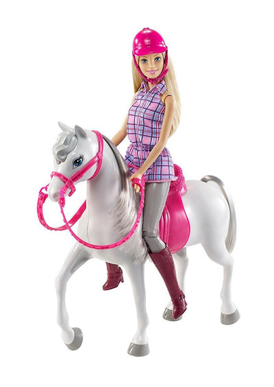 Mattel Barbie Doll Saddle and Ride Gray Toy Pony Horse Play Set, Pink (Open Box)