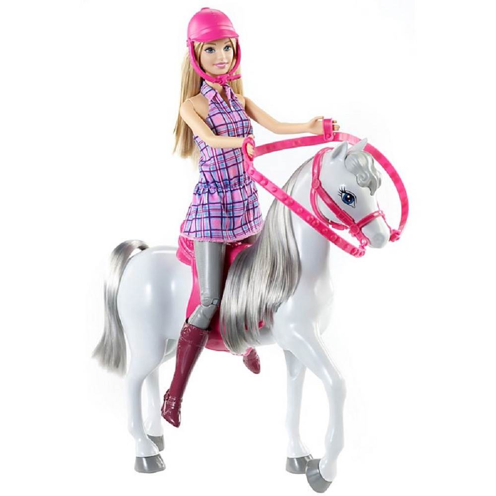 Mattel Barbie Doll Saddle and Ride Gray Toy Pony Horse Play Set, Pink (Open Box)