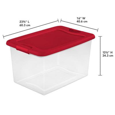 Sterilite 64 Qt. Clear Plastic Latching Lid Storage Bin Container Tote, 12 Pack