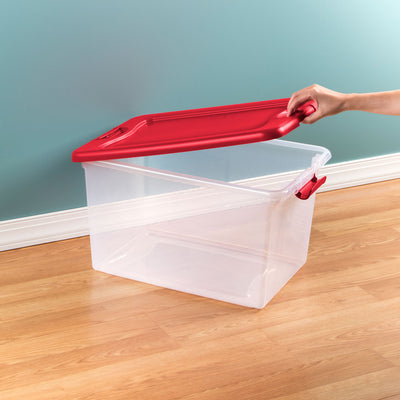 Sterilite 64 Quart Clear Plastic Storage Bin Container Tote with Lid (4 Pack)