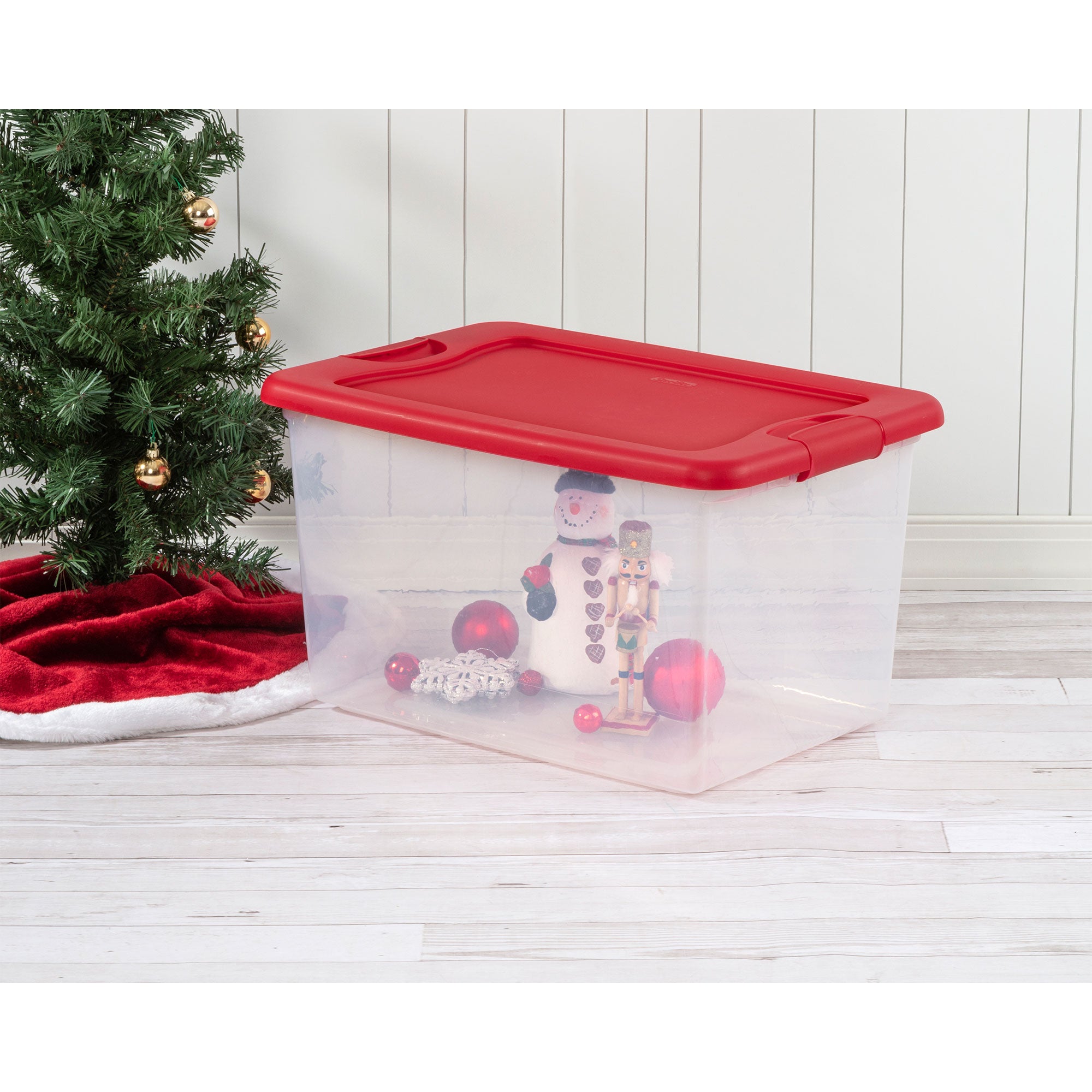 Sterilite 64 Quart Clear Plastic Storage Bin Container Tote with Lid (4 Pack)