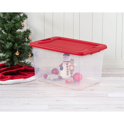 Sterilite 64 Quart Clear Plastic Storage Bin Container Tote with Lid (4 Pack)