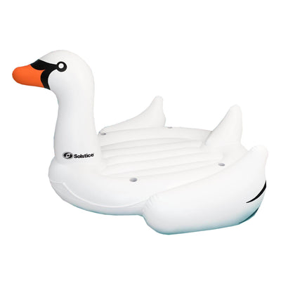 Swimline Giant Swan Inflatable Ride On Swimming Pool Float Raft Island, White