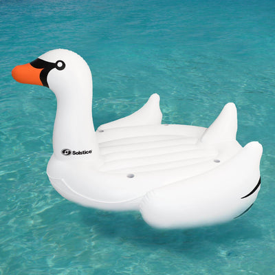 Swimline Giant Swan Inflatable Ride On Swimming Pool Float Raft Island (Used)
