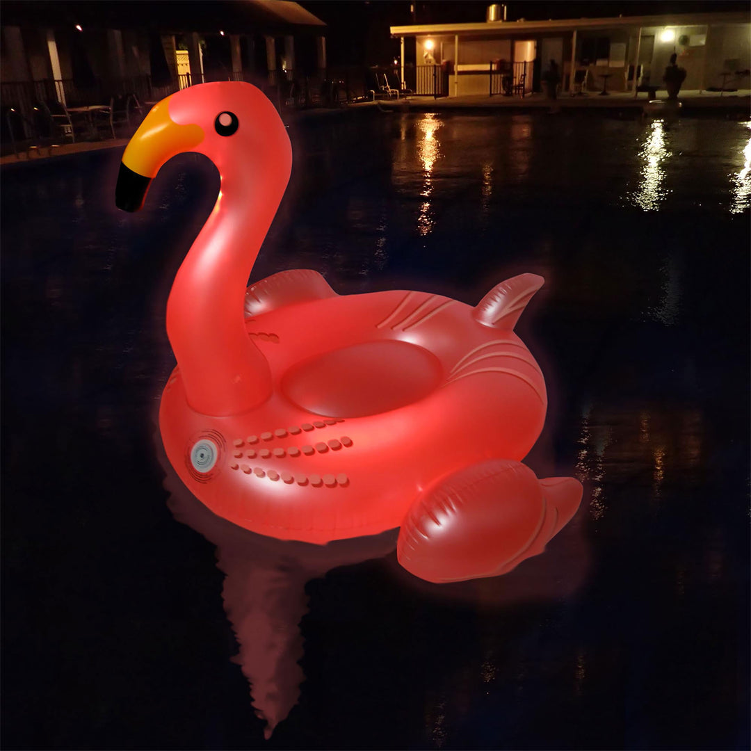 Swimline Giant Inflatable Ride-On Color Changing LED Light Up Flamingo Float