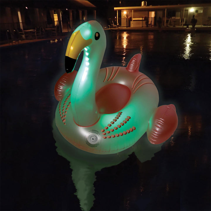 Swimline Giant Inflatable Ride-On Color Changing LED Light Up Flamingo Float