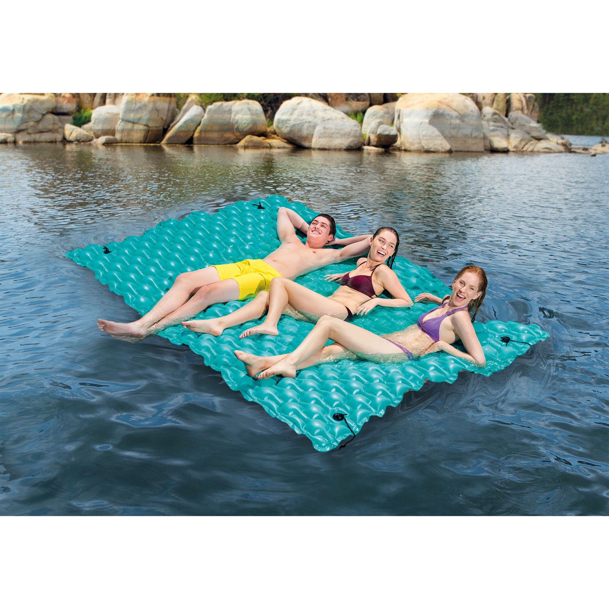 Intex 56841EP Giant Inflatable Floating Water Pool Lake Mat Platform Pad, Teal - VMInnovations