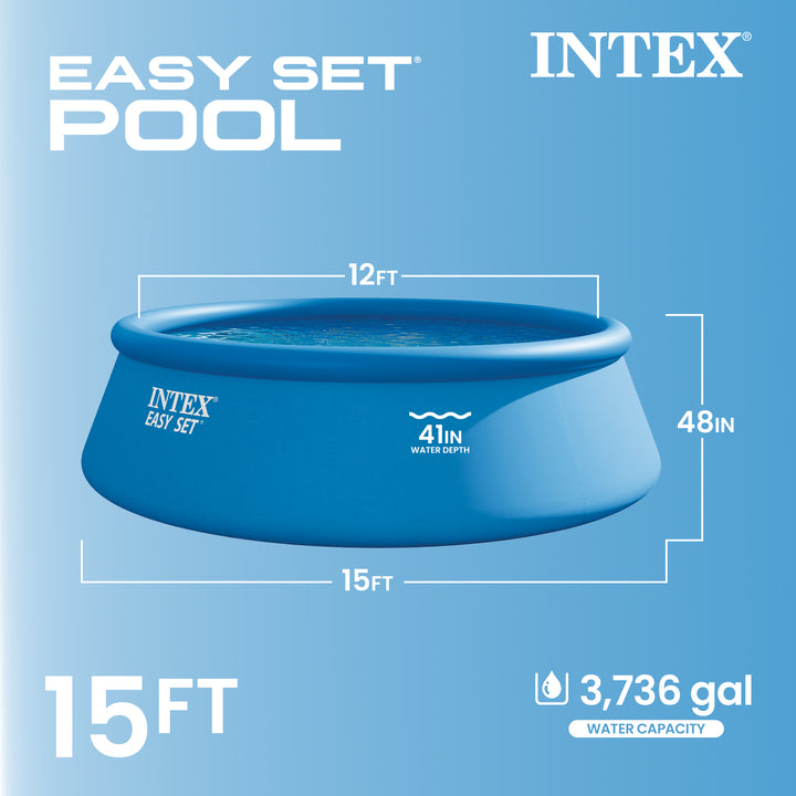 Intex 15' x 48" Above Ground Inflatable Swimming Pool w/ Pump (For Parts)