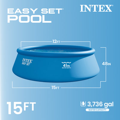 Intex 15' x 48" Inflatable Easy Set Above Ground Swimming Pool w/ Ladder & Pump