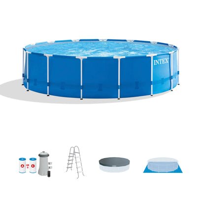 Intex 15' x 48" Metal Frame Above Ground Swimming Pool Set (Used)