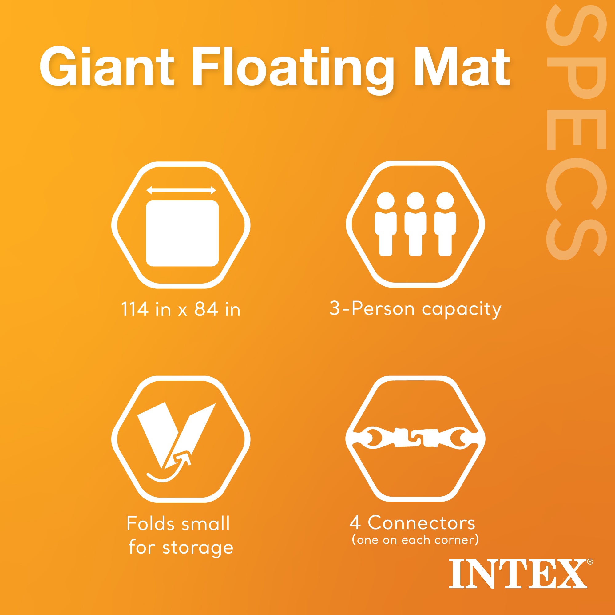 Intex Giant 9.5' Inflatable Floating Swimming Pool Lake Mat (Open Box) (4 Pack) - VMInnovations