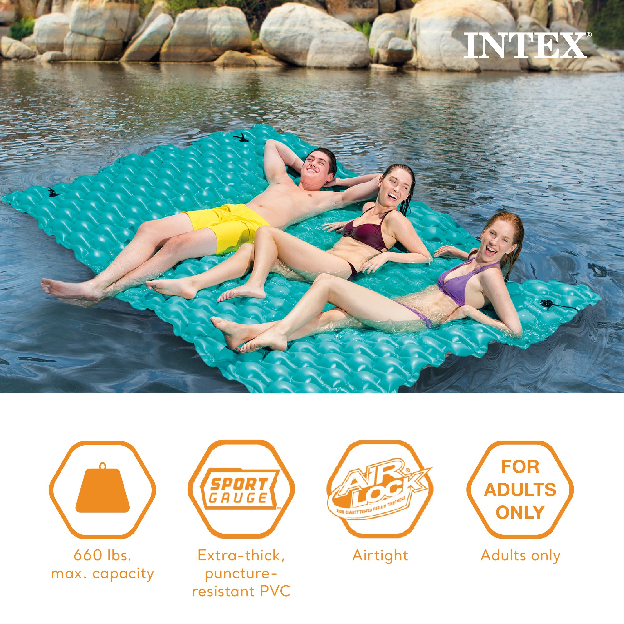 Intex Giant 9.5' Inflatable Floating Swimming Pool Lake Mat Platform Pad (Used) - VMInnovations