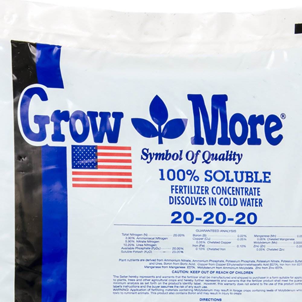 Grow More Cold Water 20-20-20 Soluble Plant Fertilizer, 25 Pounds (Open Box)