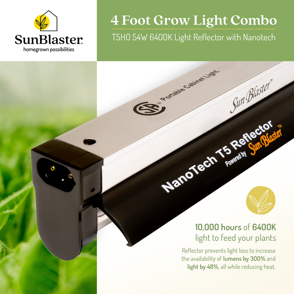 SunBlaster 54W 6400K 4' Grow Light Ballast with NanoTech Reflector, 3 Pack - VMInnovations