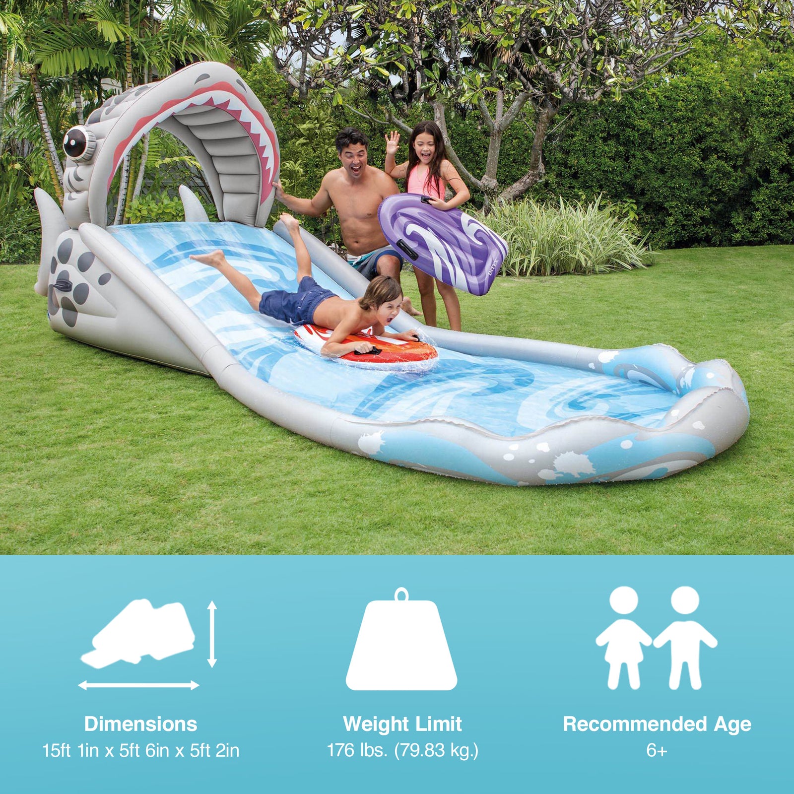 Intex Surf 'N Slide Inflatable Kids Water Slide w/ Surf Riders(Open Box)(2 Pack) - VMInnovations
