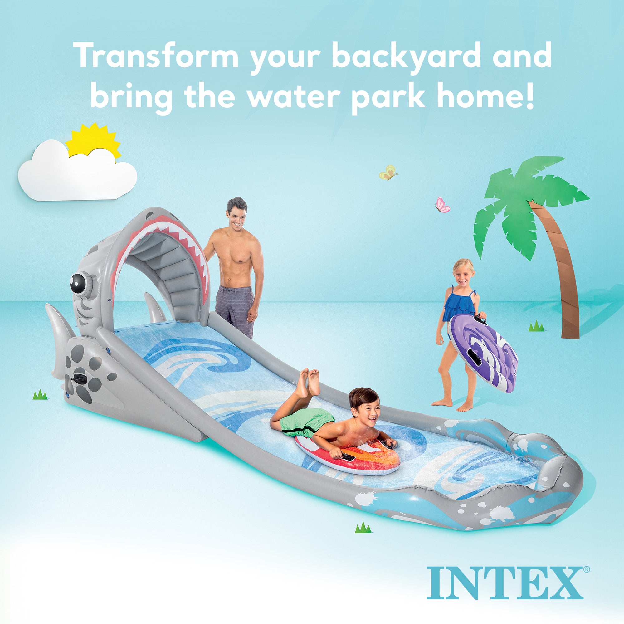 Intex Surf 'N Slide Inflatable Kids Water Slide w/ Surf Riders(Open Box)(6 Pack) - VMInnovations