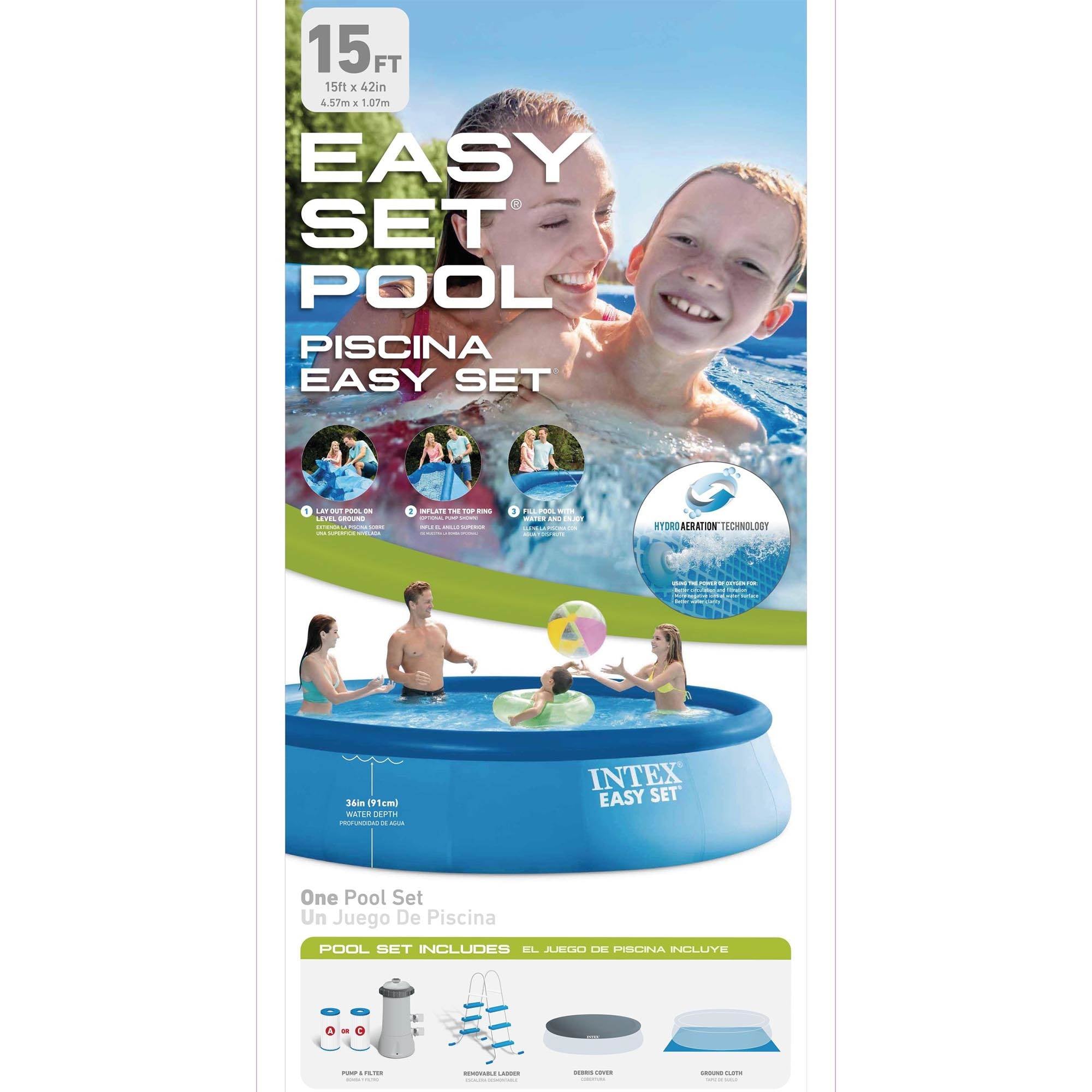 Intex 26165EH 15ft x 42in Above Ground Pool Bundle w/ Pump & Chlorine Tablets
