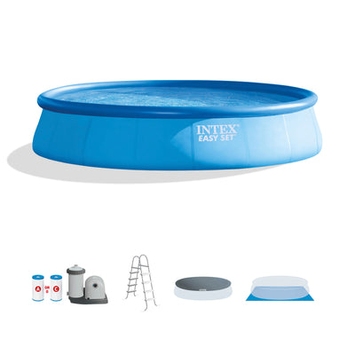 Intex 48in x 18ft Inflatable Above Ground Pool with Ladder, Pump & Cover - VMInnovations