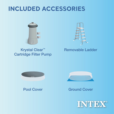 Intex 26175EH 18' x 48" Inflatable Round Outdoor Above Ground Swimming Pool Set