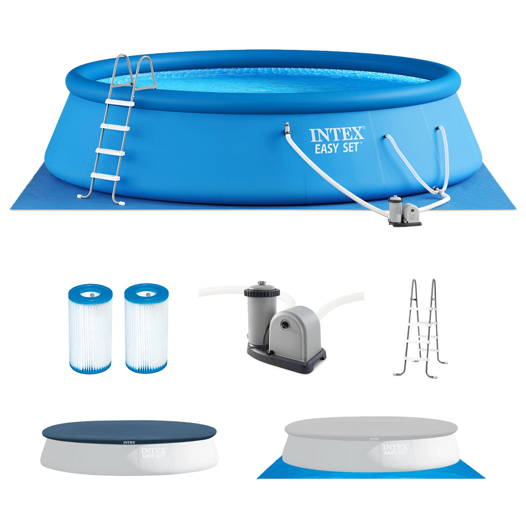Intex 26175EH 18' x 48" Inflatable Round Outdoor Above Ground Swimming Pool Set