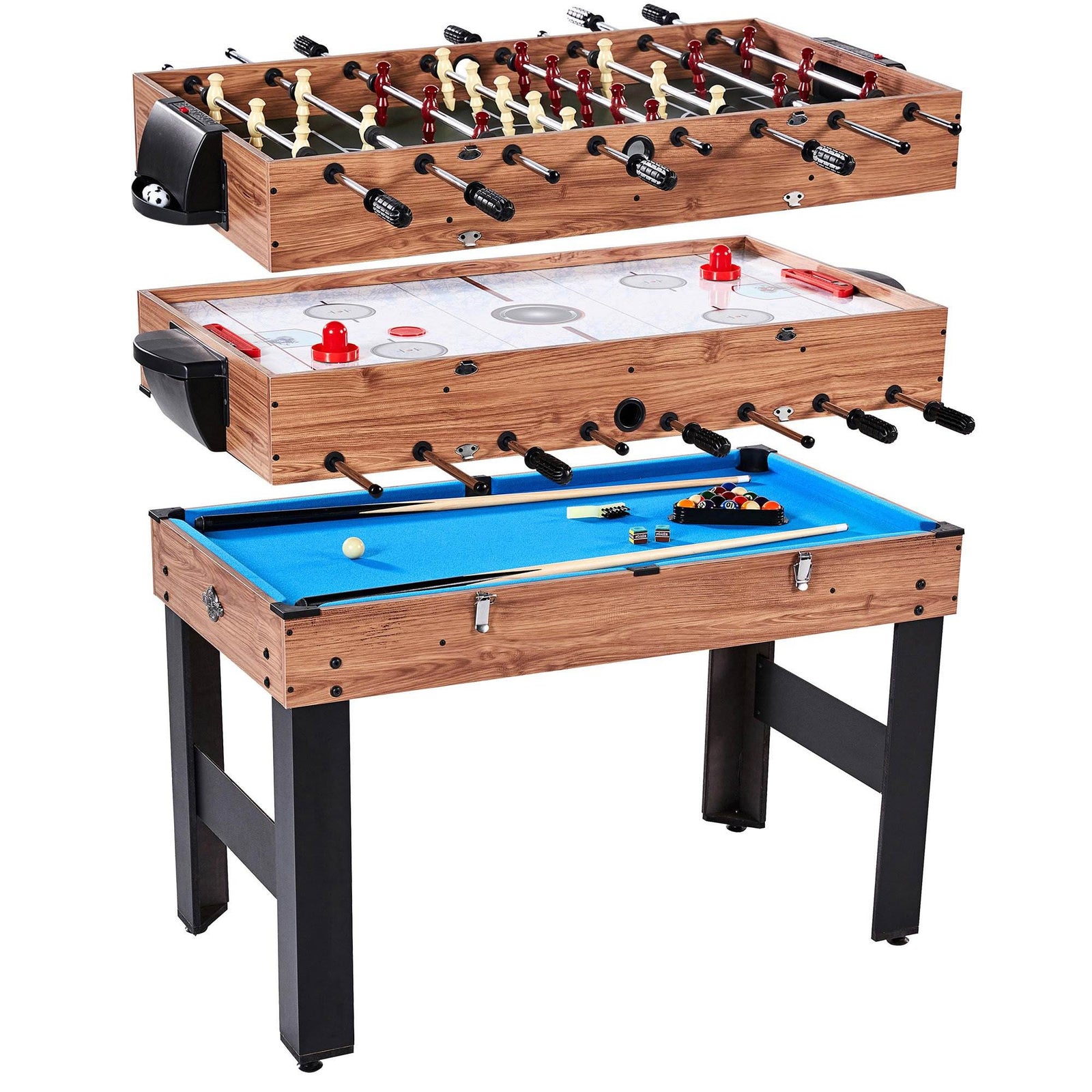 Lancaster 3 in 1 Pool Billiard, Slide Hockey, Foosball Combo Arcade Game Table - VMInnovations