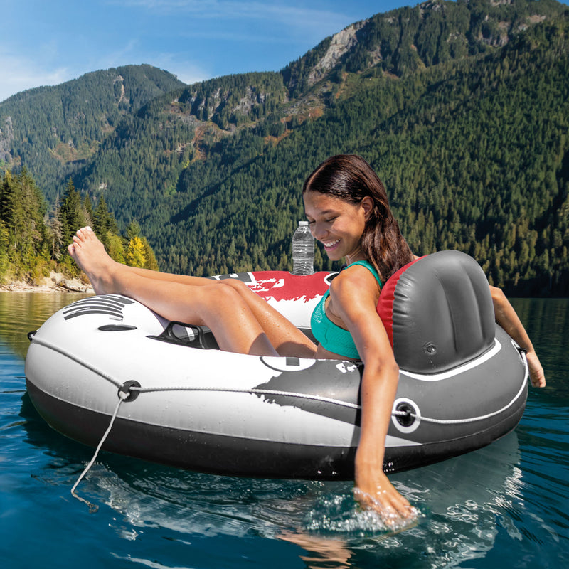 Intex River Run Inflatable 2 Rider River Float w/ Cooler + River Run Single Tube