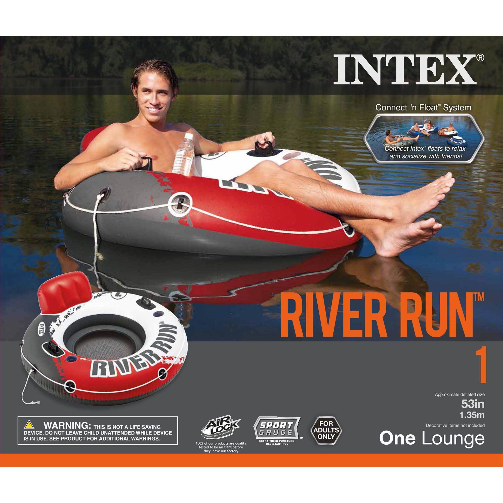 Intex River Run Inflatable Floating Tube & River Run II 2 Person Float w/ Cooler