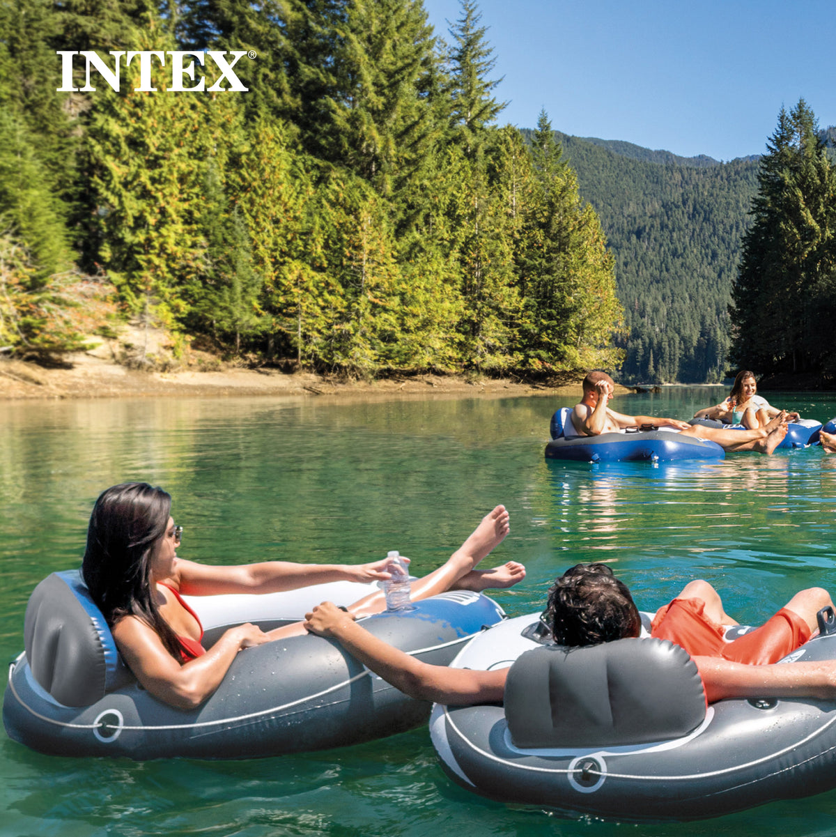 Intex River Run Single Inflatable Floating Water Tube, Color Varies (Used)