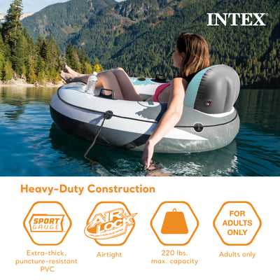 Intex River Run Single Inflatable Floating Water Tube, Color Varies (Used)