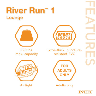 Intex River Run Single Inflatable Floating Water Tube, Color Varies (Used)