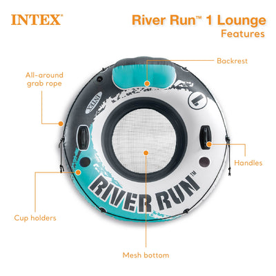 Intex River Run Single Inflatable Floating Water Tube, Color Varies (Used)