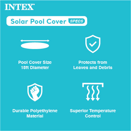 Intex 18 Ft Round Easy Set Blue Solar Cover for Swimming Pools, Pool Cover Only