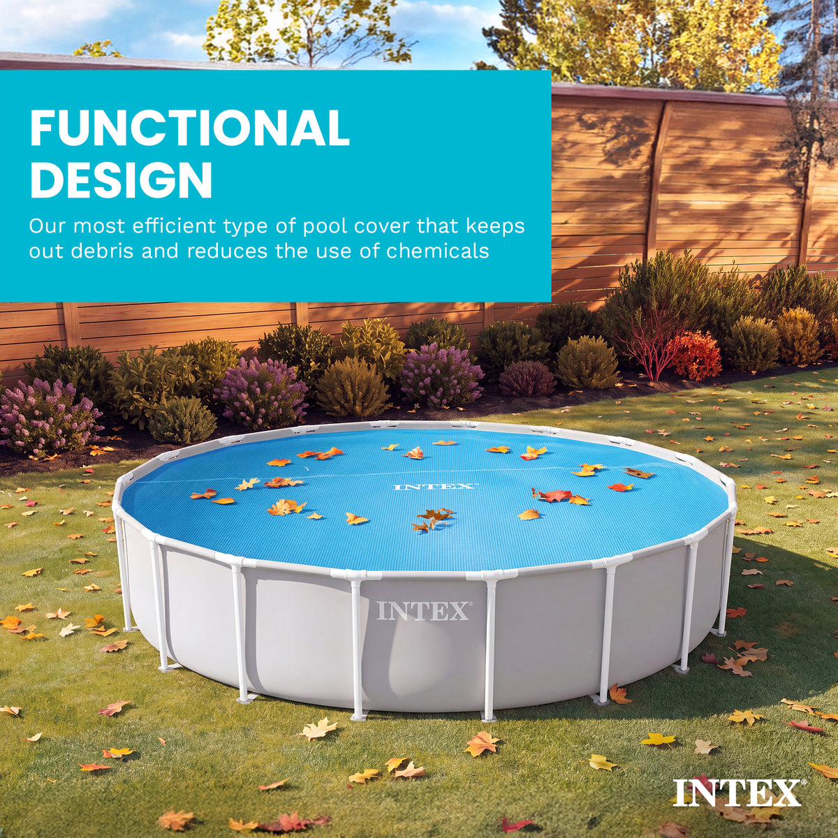Intex 18 Ft Round Easy Set Blue Solar Cover for Swimming Pools, Pool Cover Only