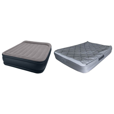 Intex Deluxe Raised Queen Air Mattress with Built-In Pump + Fitted Bedding Kit