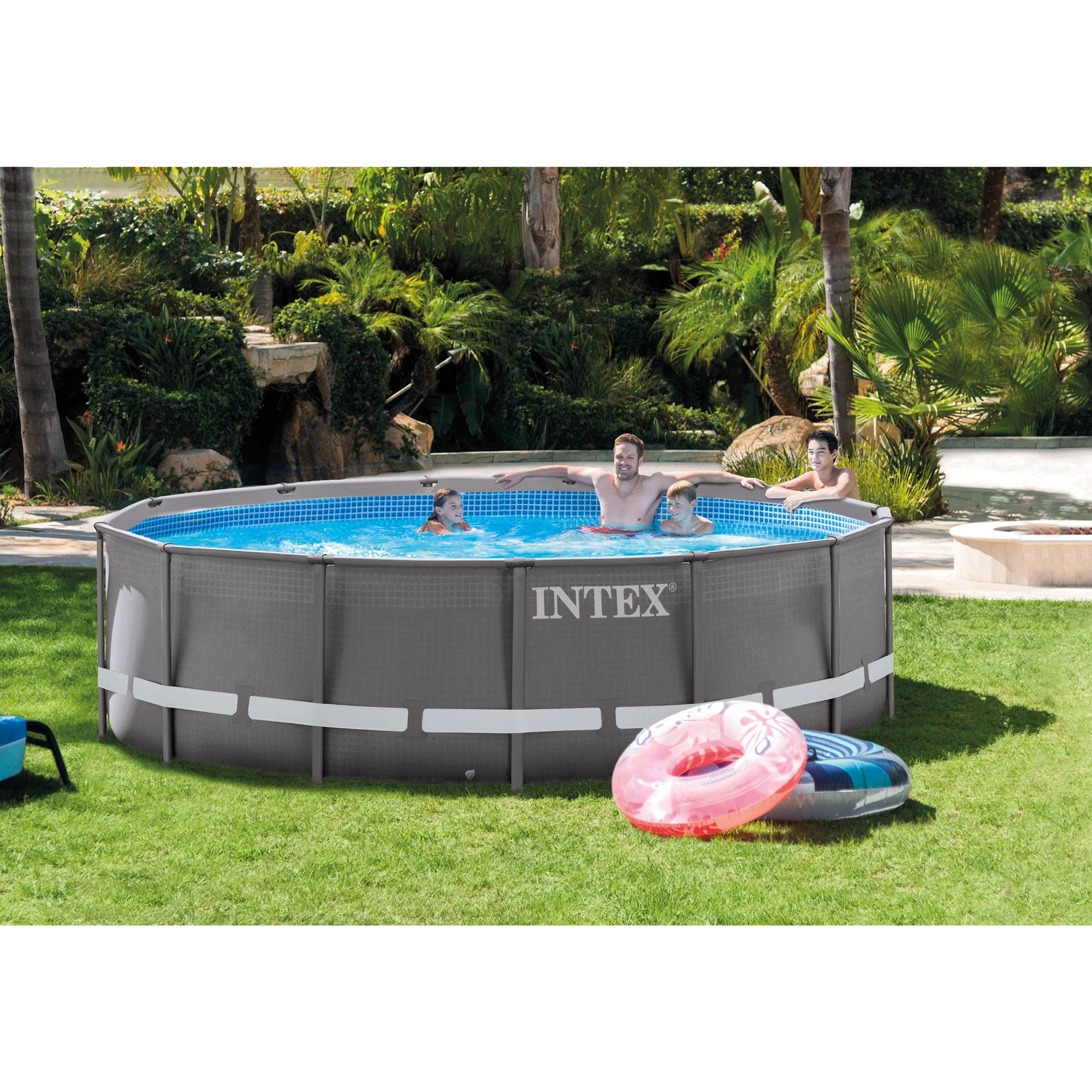 Intex 14' x 42" Ultra Frame Above Ground Swimming Pool, Ladder & Pump (Open Box)