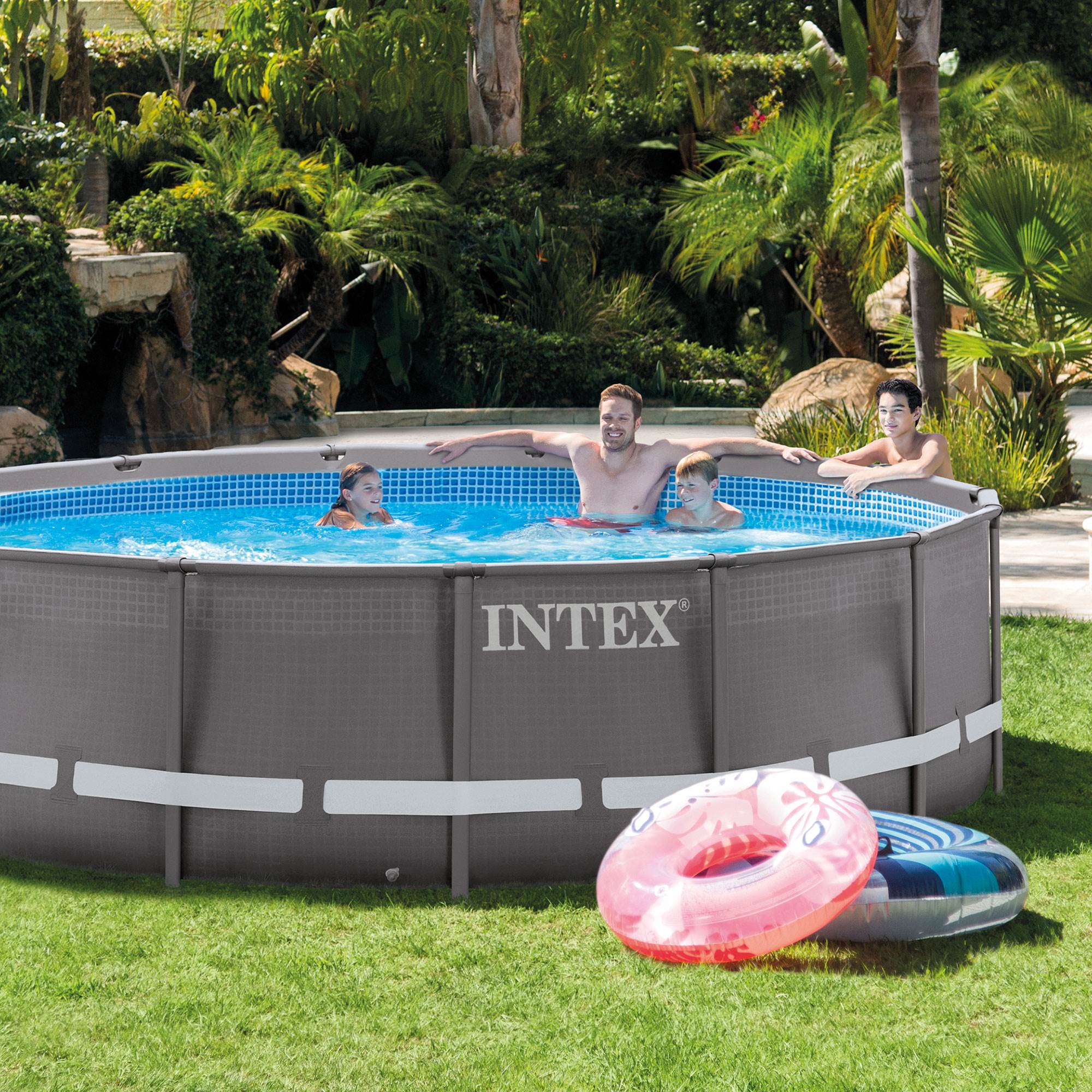 Intex 14' x 42" Ultra Frame Above Ground Swimming Pool, Ladder & Pump (Open Box)